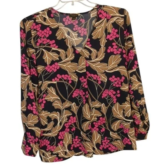 Ann Taylor Factory Womens Floral Long Sleeve Top Skirt Set Size L - Picture 3 of 13